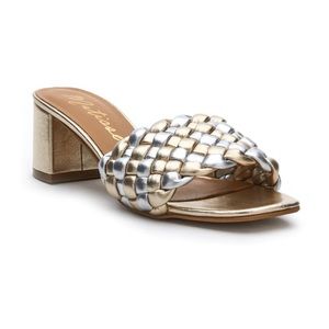 NEW Matisse Gold & Silver Sandals with Block Heel Size 8. NEW in box.